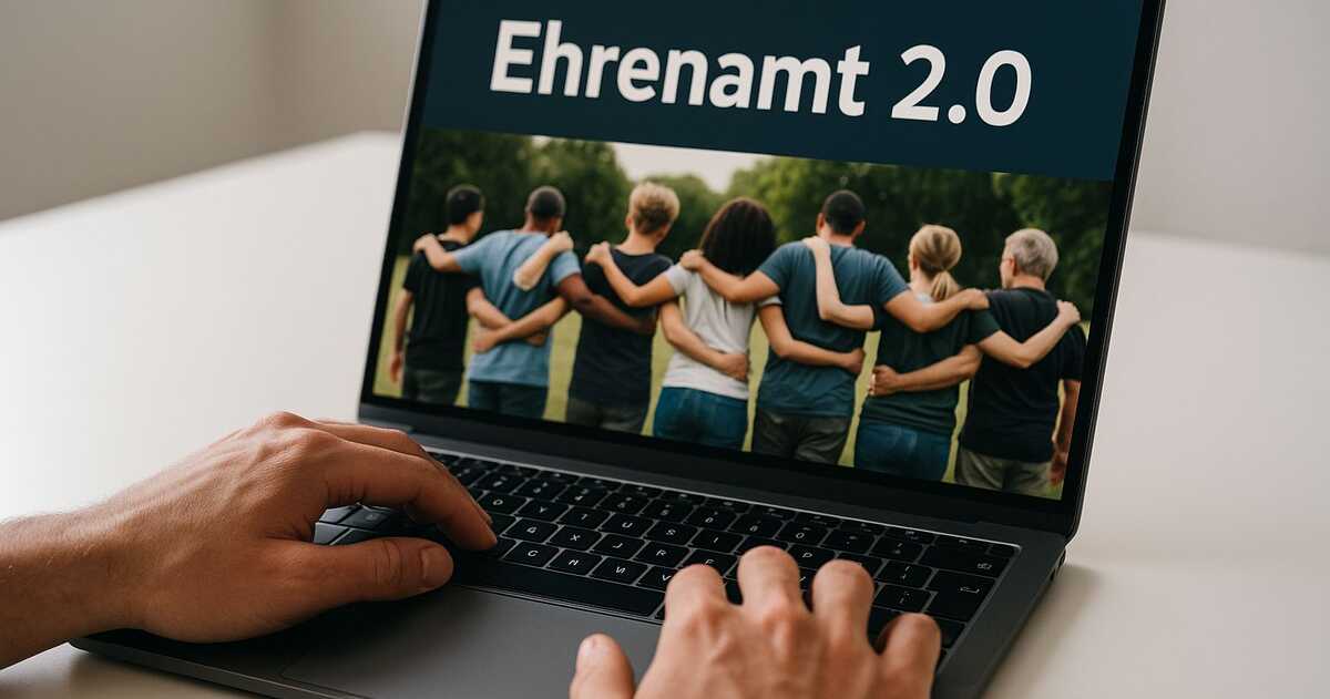 Ehrenamt 2.0 Laptop mit Ehrenamt 2.0 auf dem Bildschirm
